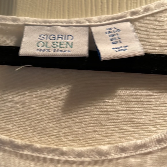 Sigrid Olsen White 100% linen top. Size large - Picture 3 of 5